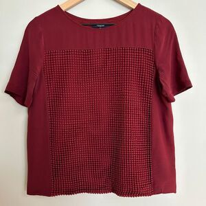 Madewell Burgundy Maroon Crochet and Silk Top